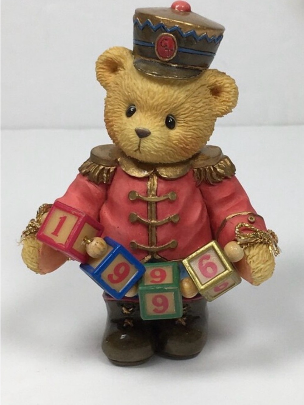 Cherished Teddies Red and Gold Marching Bear Figurine